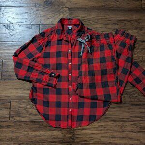 aerie 2 piece pajama PJ set red buffalo plaid size small